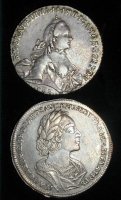 Монета "1 рубль". Россия, 1723 г., 1746 г. Серебро, штамповка